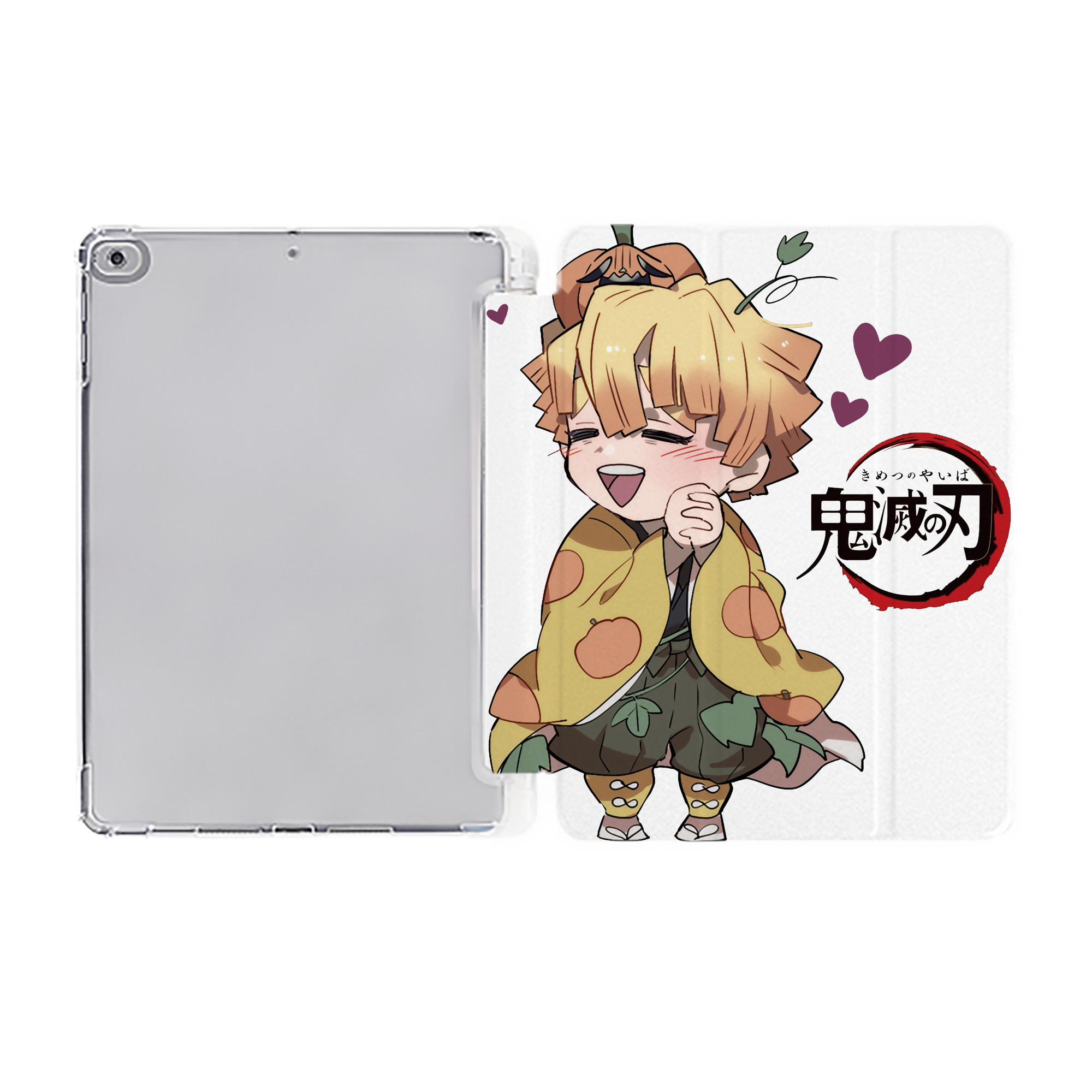 （画像用） 鬼滅の刃（きめつのやいば）我妻 善逸／あがつま ぜんいつ Agatsuma Zenitsu IPad ケース ペン収納付き 三つ折りスタンド PUレザー×シリコン 対応機種9.5/10.5/10.9インチ